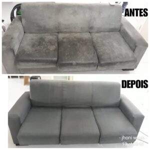 Higienização de estofados antes e depois