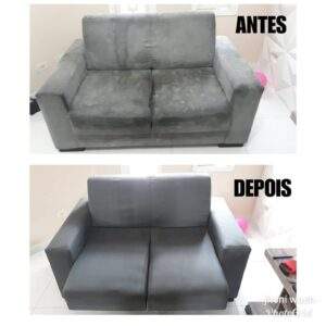 Higienização de estofados antes e depois